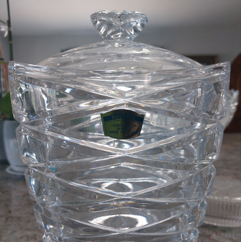 Gorgeous Poland Crystal jar with lid.